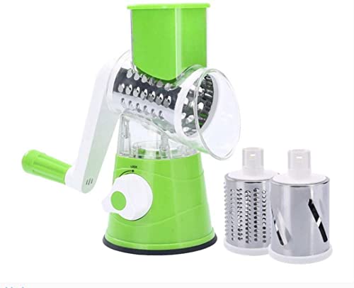 Rotary Cheese Grater (Red) 3 In 1 Multi Purpose Kitchen Manual Food Vegetable Grater Slicer Potato Cheese Grater With Handle Rotary Tabletop Drum Grater, Mandoline Sherdder Rotary Cheese Grater Etc #TOP1