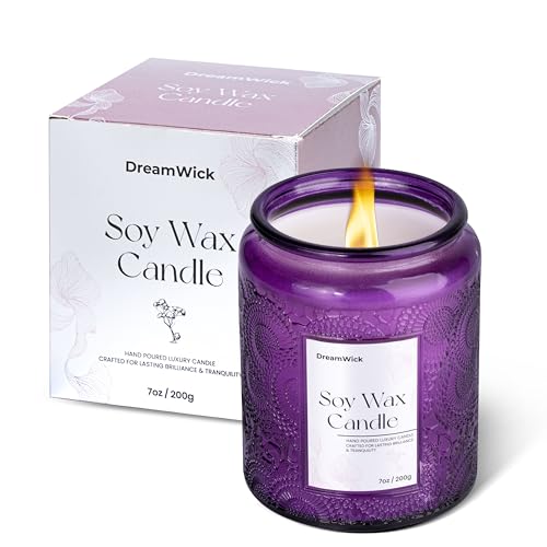 Dreamwick Highly Scented Candle – Natural Soy Wax Candle in Stylish Jar (200 g / 7 oz) – Aromatherapy Candles for Relaxation and Home Décor – Perfect for Living Room or Bedroom (Lavender Eucalyptus)