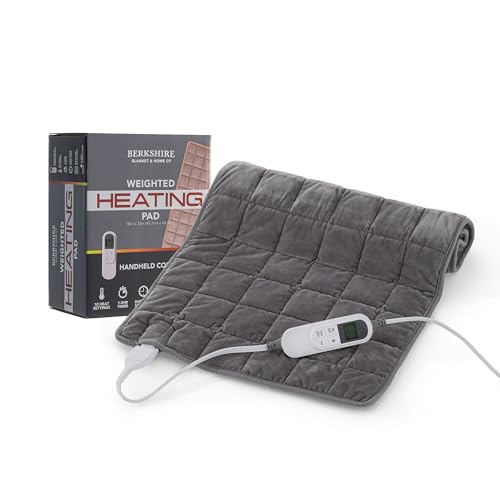 Image of Berkshire Blanket Weighted Heating Pad - 18 inchx33 inch Electric Heat Wrap with 10 Heat Settings & Auto Shut Off - Soothing Heat Wrap for Back, Neck, Shoulders, Legs, Abdomen - Machine Washable & Portable