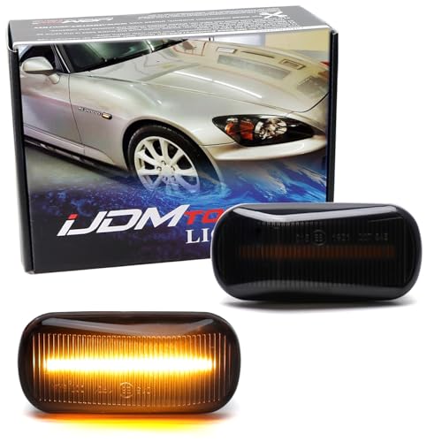 iJDMTOY JDM Smoked Lens Amber Full LED Front Side Marker Light Kit Compatible With 2000-2009 Honda S2000, Replace OEM Amber Sidemarker Lamps