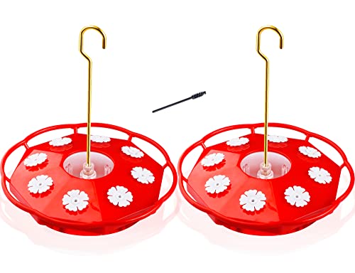 eWonLife Hummingbird Feeder for Outdoors Hanging, Humming Bird feeders, Easy to Clean and Fill, Leak Proof, 2 Pack Saucer Feeder for Birds, with Clean Brush and 8 Feeding Ports (16 OZ/Pack)