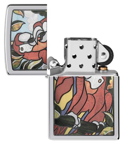 Zippo Parrot Pals Design High Polish Chrome Pocket Lighter