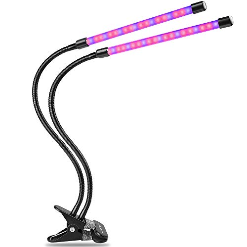 Plant Light , 20W USB Powered Dual Head LED Grow Light with 40 LEDs , 5 Dimming Levels , 3 Lighting Modes , 3/6/12H Timer Flexible Gooseneck Clip On Grow Lamp for Indoor Plants / Garden / Hydroponics