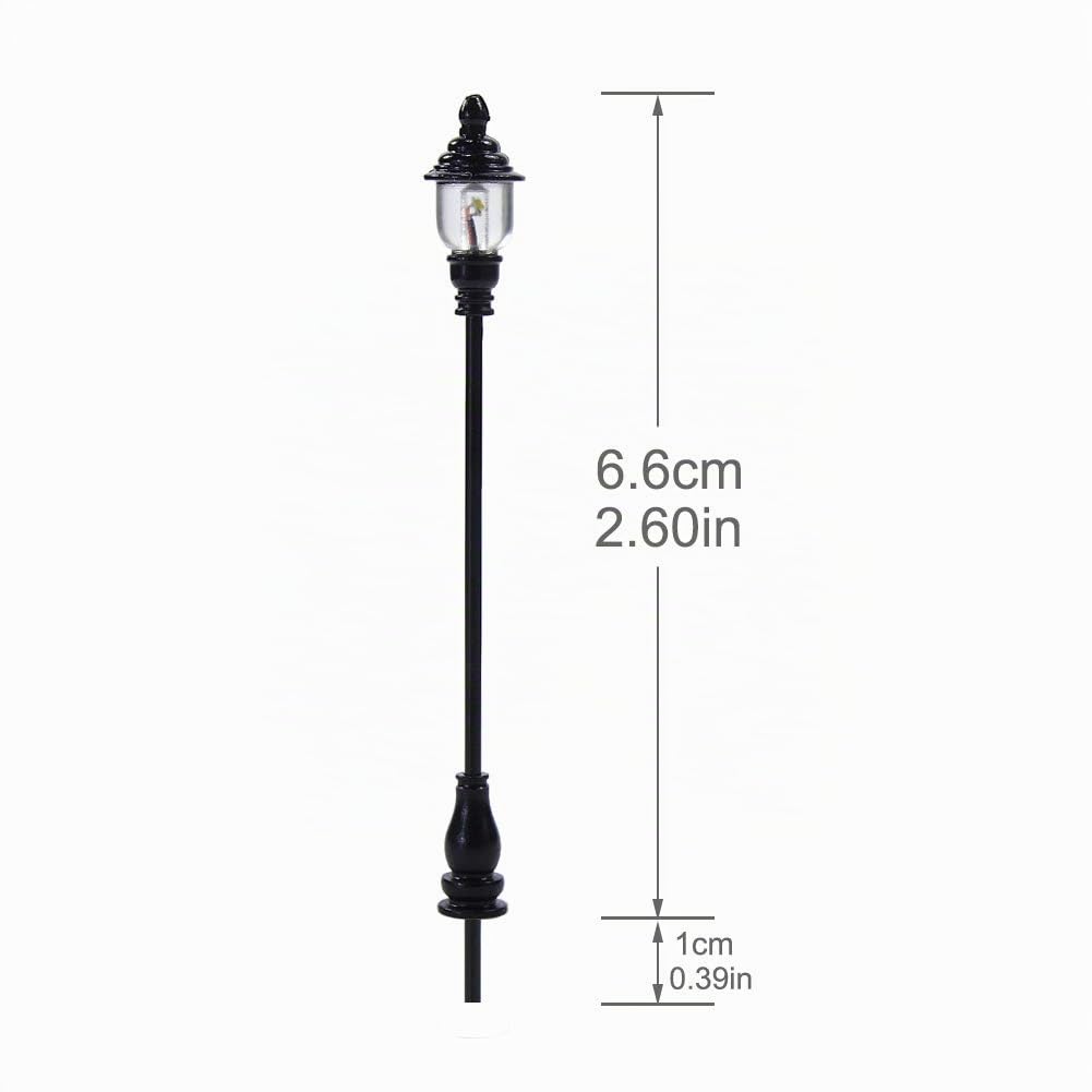Evemodel LQS21 10 piezas farolas de exterior con luz led luz clara cálida escala OO/HO