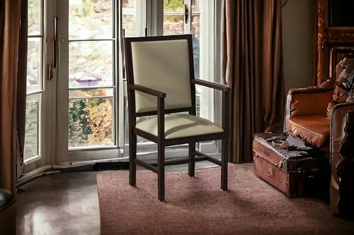 Image of Solid Wooden Chair | Arm Chair for Living Room, Bedroom & Home (48D x 53W x 99H Centimeters (Peshtigo-Warm Chestnut, One Seat)