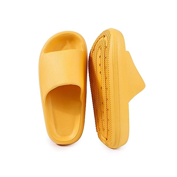 Pillow Slippers for Women and Men Massage Shower Slippers Quick Drying Bathroom Sliders Spa Foam Slides Cushioned Non Slip Slippers for Pool US Women 9-9.5 / Men 7-7.5 = 40/41 Yellow