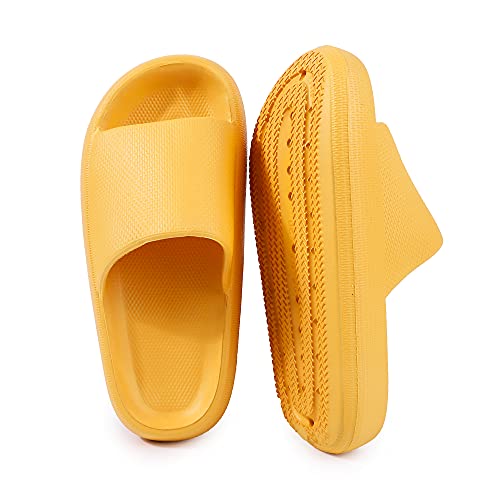 Pillow Slippers for Women and Men Massage Shower Slippers Quick Drying Bathroom Sliders Spa Foam Slides Cushioned Non Slip Slippers for Pool US Women 9-9.5 / Men 7-7.5 = 40/41 Yellow