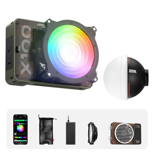 Foco de fotografía profesional ZHIYUN MOLUS X100 RGB con montura ZY y softbox V2 mejorado