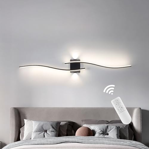 minifair Noir Applique Murale IntéRieure,120Cm Lignes Simples Lampe Murale Led Dimmable,Luminaires IntéRieur Applique Pour Chambre Salon Couloirs Escalier...
