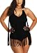 Pandolah Women Plus Size Tassel Fringe Padded Bikini Bandeau One Piece Swimsuits