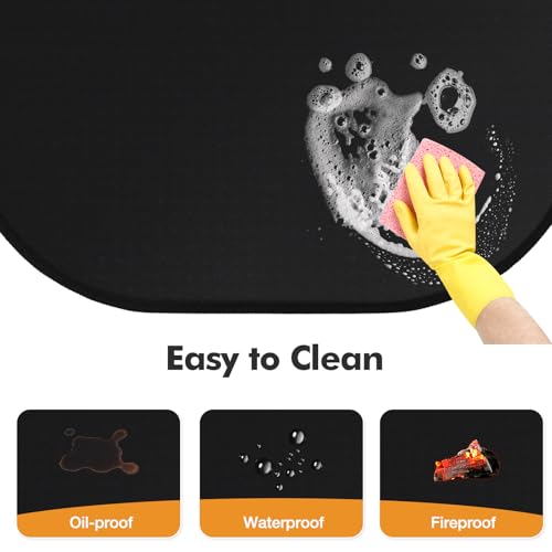 Fireplace Mat Fireproof, 2'4'' x 4' x 0.06'' Flame-Resistant Hearth Pad, Fiberglass and Non-Slip Bottom Fireplace Rug, Ember Protection Mat for Fireplace Stove, Black - Thumbnail 6