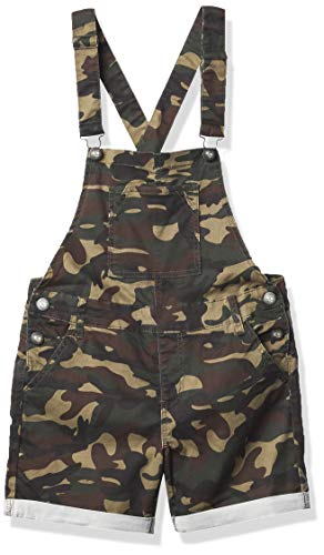 COVER GIRL Juniors Cute Denim Overall Shorts Slim fit Bib Strap Sexy, Camo Green, Medium