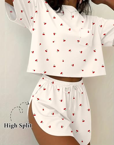 Image of Ekouaer Womens Pajama Sets Sexy Lounge Sets Side Split Short Pj Sets Cute Pjs 2 Piece Comfy Sleepwear Loungewear
