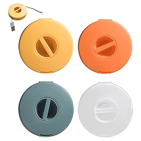 YHSKJCD 4Pcs Cable Tidy,Compact Cord Management,Multi-Purpose Cable Winder, Retractable Cord Organizer for USB Cable,Data Cable,Charging Wire Management (Blue+Yellow+Orange+ White) Cover