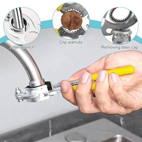 MvysticCharvn 4 Stück Wasserhahn Sieb Schlüssel Set, Kohlenstoffstahl + ABS, Komfort-Griff, Wasserhahnbelüfter Werkzeug, zum Entfernen und Installieren von Wasserhahnperlatoren (Gelb, orange, silber)