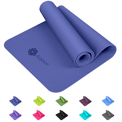 Aisoco Estera de Yoga TPE Premium, Antideslizante, respetuosa con el Medio Ambiente, respetuosa con la Piel, con Bolso y Correa de Transporte