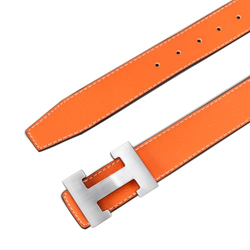 Image of Aurolran Men&Womens Leather Dress Belt Business Automatic Buckle Belt Color-Black Silver Gold