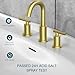 TRUSTMI 8-Inch Widespread Brushed Gold Bathroom Faucet 3 Hole, 2-Handle Gold Vanity Sink Faucet Bathroom with Swivel Spout, Include Overflow Drain and cUPC Supply Lines