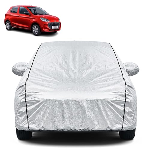 Image of Waterproof Car Cover for Maruti Suzuki Alto K10 | Dustproof, UV Resistant & Scratch Protection | Soft Cotton Lining | Triple Stitched | Mirror Pockets & Elastic Fit | Silver