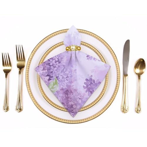 Servilletas de tela con flores lilas en pack de 2 miniatura 3
