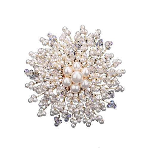 Image of Elegant Pearl Brooch Pins for Women, Brooch Lapel Pin Scarf Shawl Costume Pin Hat Bag Suit Dress Accessories CZ Pearl Brooches and Pins