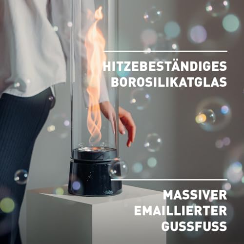 höfats Spin air 900 Schwarz – Tischfeuer für Indoor & Outdoor - moderner Bioethanol-Tischkamin mit Langer Brenndauer - Innovative Bio-Burner-Technologie, emaillierter Gussfuß, wärmender Kamin