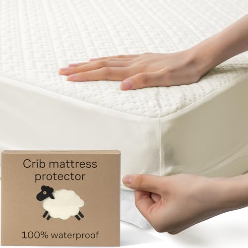 Image of Niagara 1 Pack Viscose Made from Bamboo 100% Waterproof Crib Mattress Protector, Soft Breathable Crib Mattress Protector with Deep Pocket, Crib Mattress Pad for Toddler and Baby (52x28, Beige)