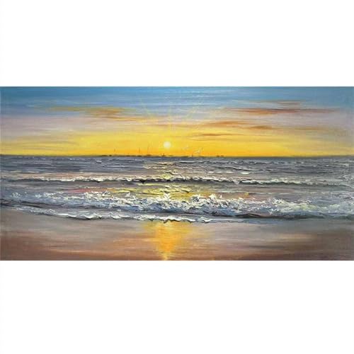 Peinture murale peinte à la main art moderne paysage de mer coucher de soleil
