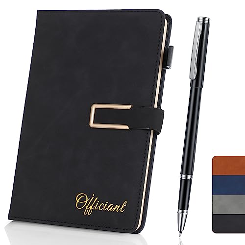 Hoolerry Black Wedding Officiant Book with Pen 5.7 x 8.2 Inch Hardcover Journal Notebook with 200 Pages Officiant Gift Pastor Gift for Wedding Ceremony Sermon Minister(Black)