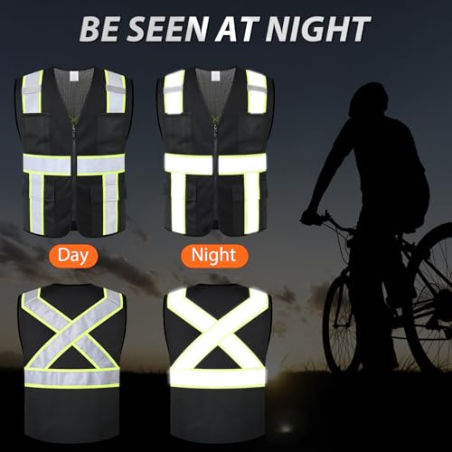 Image of Class 2 Safety Vest with Zipper Front and multiple Pockets, High Visibility Vest, Meets ANSI /ISEA Standards