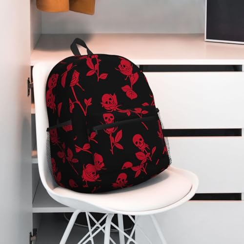 Sac à dos tête de mort rose décontracté avec revêtement imperméable durable
