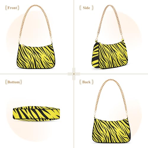 Shoulder Bag for Women Abstract Yellow Zebra Prints Hobo Purses Handbags for Women with Chain Strap2