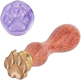 CRASPIRE Dog Paw Print 3D Wax Seal Stamp Puppy Sealing Wax Stamp Removable Brass Head Sealing Stamp with Wooden Handle for Invitations Cards Gift Wrap Scrapbooking