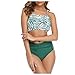 Produktbild TOPKEAL Damen Sexy Bandeau Badeanzug Crossover Strandmode Push Up Neckholder Bikini Set Zweiteilige Gepolstert Bikinioberteil Triangel Bikinihose Bademode (Grün, XL)
