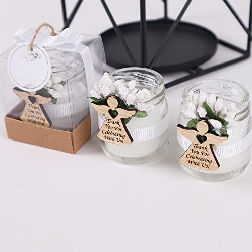 Pack Of 8 Glass Candle Jars, Handmade Baptism Favors For Guests, Boy First Communion Gifts, Girls First Communion Gift, Baptism Candle Set Holders 2.6 Oz (Angel, White) #TOP3