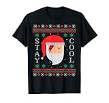 Bleiben Cool gemütlich Weihnachtsmann Rock Star Make-up Frohe Weihnachten Hässlicher Pullover Design. Ideal für Rock And Roll Musikfans, Familie, Freunde, Kinder, Jungen, Mädchen, Teenager, Mama, Papa, Oma, Opa, Tante, Onkel, Männer, Frauen.