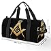 Fashion Overnight Luggage bag Travel Weekender Duffle Bag Sport Beach Yoga bag Compatible with Gold Freemason Freemasonry Masonic
