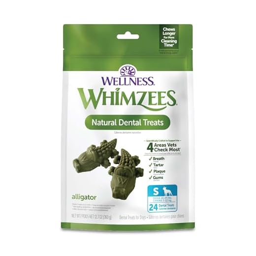 Whimzees Wellness Alligator Dog Dental Treats, Small Size, (24 Count)