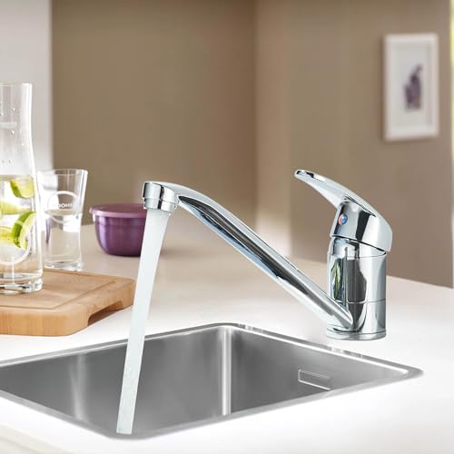 Robinet Cuisine Chromé,Mitigeur d'Evier,Mitigeur Cuisine Pivotant À 360°,Robinet Pivotant À 360° pour 1 Trou,Laiton