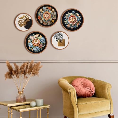 Image of FONNUY Floral Embroidery Kit, Cross Stitch Kits for Beginners, Handmade Crafts with Printed Patterns for Beginner Adults, Easy to Follow Color Thread Needlework, 8'' Hoop (Full Bloom)