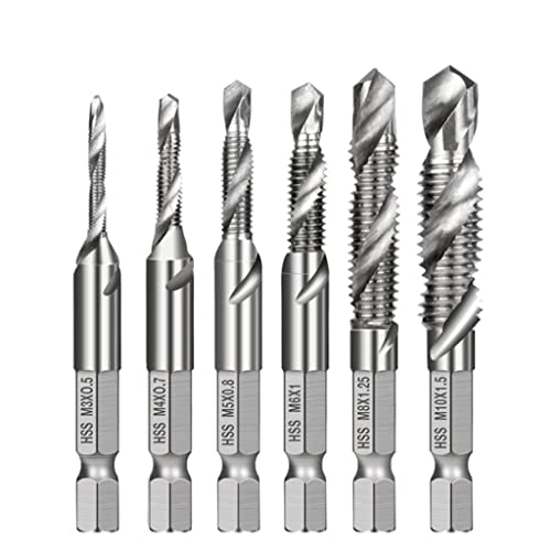 una fresa per macchine, Alesatore 6 pezzi gambo esagonale filettatura metrica vite macchina maschio punte trapano M3-M10 multicolore(6pcs Blue)