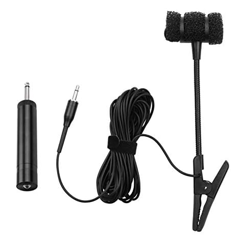 Wired Saxophone Microphone Clip-on Musical Instrument Condenser Mic 3.5mm Plug with 6.35mm Conversion Plug for Horns Trumpets Clarinets Saxophones Cover