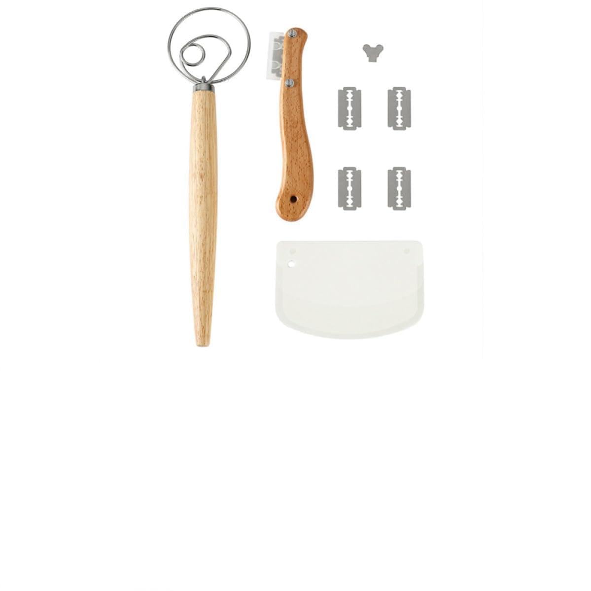 Utensilios de cocina para hacer pan de madera de caucho seleccionada y acero inoxidable robusto