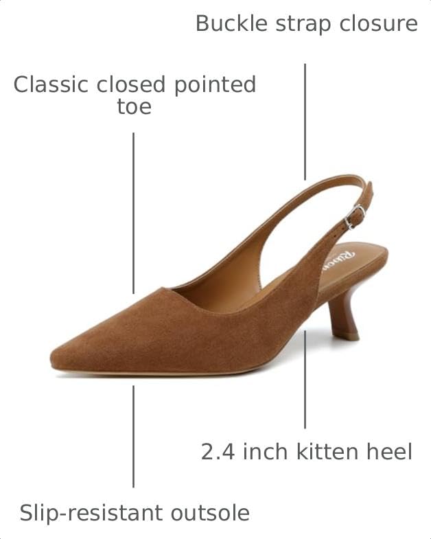 Image of RIBONGZ Sexy Slingback Pumps Elegant Dressy Heels for Women Closed Toe Pointy High Heels Wedding Bride Prom Party Evening Shoes