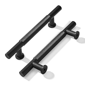 khtumeware 10 Pack 5 Inch(128mm) Drawer Handles Knurled Matte Black Cabinet Pulls Drawer Pulls Kitchen Hardware Kitchen Handles for Cabinets Cupboard Handles