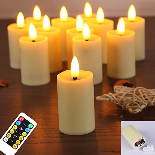 WRalwaysLX Lot de 12 bougies chauffe-plat sans flamme avec télécommande, bougies votives LED vacillantes, bougies à piles, décoration d'intérieur, 3,8 cm x 8 cm