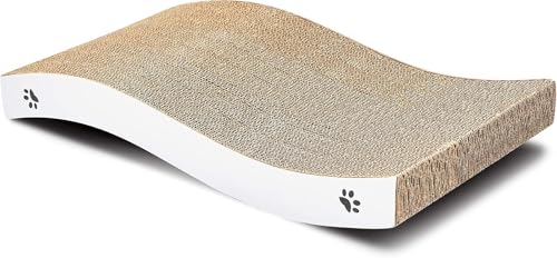 Image of Cat Scratcher Cardboard 2 in 1 Reversible Scratching Pad Recyclable Corrugated Scratch Toy with Wave Shape & 10ML Catnip Cat Scratch Lounge for Furniture Protection Scratch Board