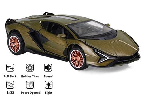 Image of Metal Pull Back Diecast Car 1:32 Lamborghini MILETRY Pull Back Car Model with Sound Light Boys Gifts Toys for Kids【Pack of 1】,multicolor