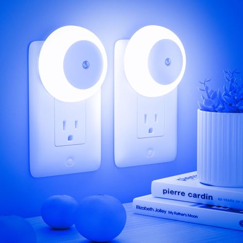 fesnne Night Light, Night Lights Plug into Wall, Dusk to Dawn Sensor, Blue Led Night Light 0.5W, 2 Pack Nightlight for Adults, Bedroom, Bathroom, Hallway, Kitchen
