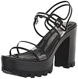 YOKI Damen-Sandalen mit Heeled-Absatz, Schwarz, 38 EU